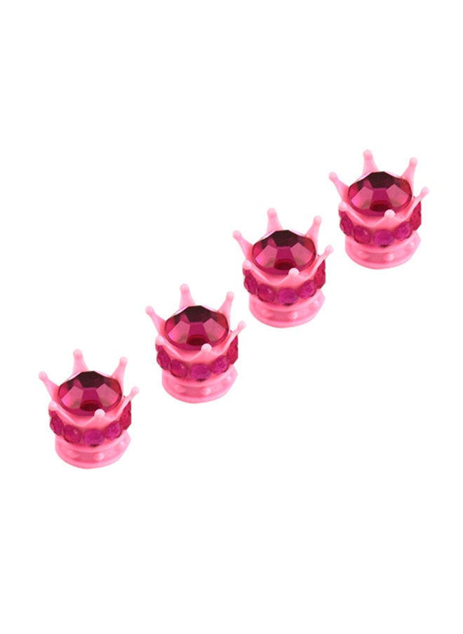 NIBEMINENT 4-Piece Silver Crown Diamond Tyre Valve Caps  - Image 1