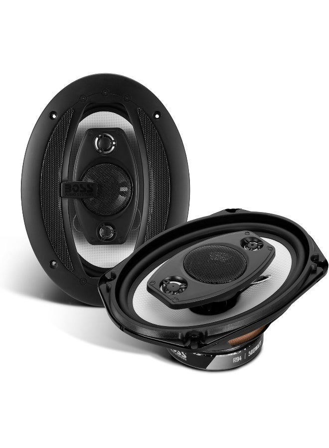 BOSS AUDIO SYSTEMS Boss Audio Systems Riot Series Car Stereo Door Speakers - 500 Watts Max, 4 Way, Full Range, Tweeters, Coaxial, Black, 6 x 9 Inch, Sold in Pairs  - Image 1