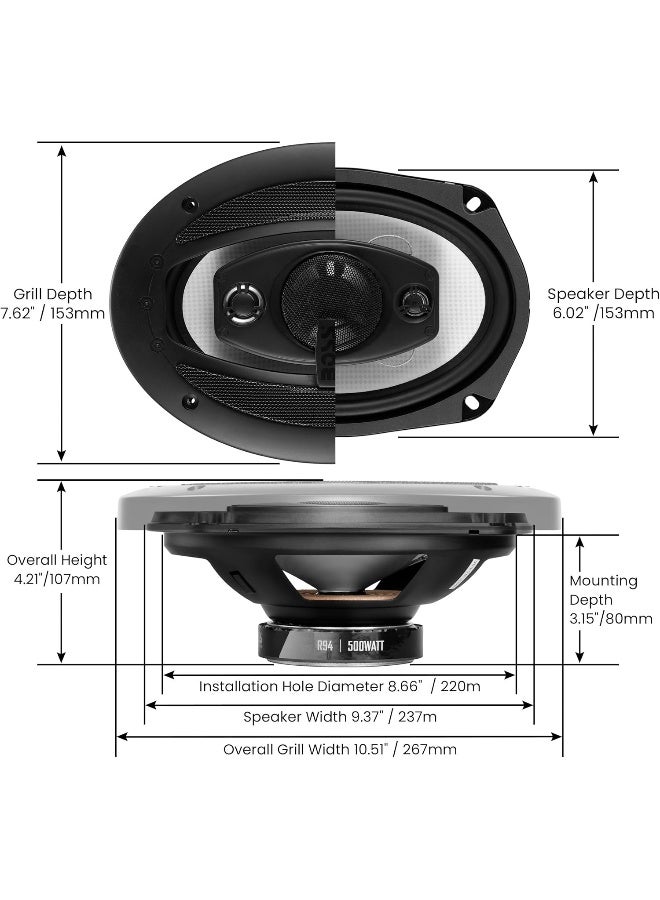 BOSS AUDIO SYSTEMS Boss Audio Systems Riot Series Car Stereo Door Speakers - 500 Watts Max, 4 Way, Full Range, Tweeters, Coaxial, Black, 6 x 9 Inch, Sold in Pairs  - Image 5