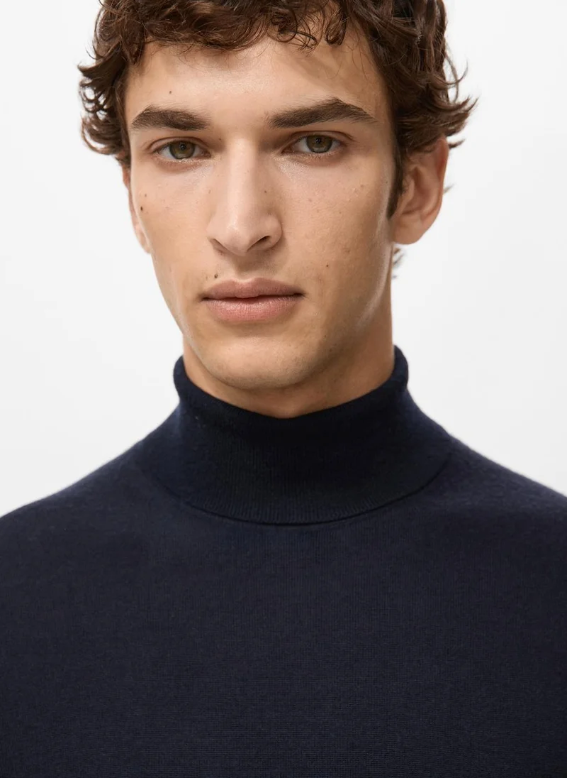 Mango Man  100% merino wool roll neck jumper for Men | Best Price UAE