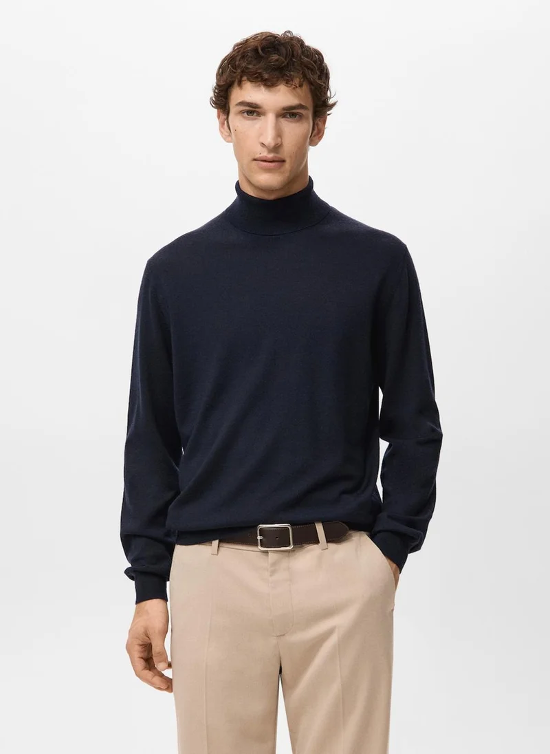 مانجو مان 100% merino wool roll neck jumper