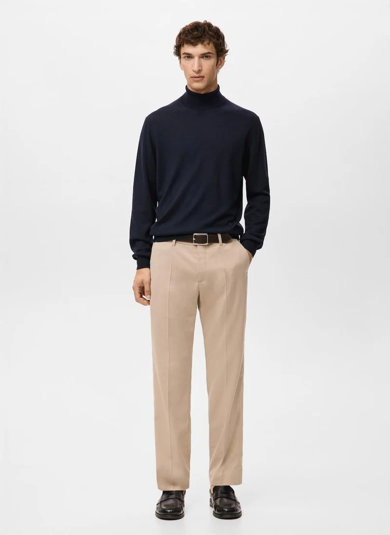 Mango Man  100% merino wool roll neck jumper for Men | Best Price UAE