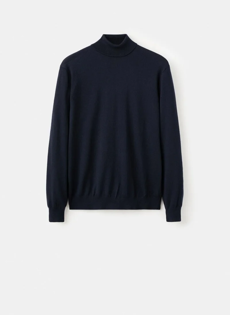 Mango Man  100% merino wool roll neck jumper for Men | Best Price UAE