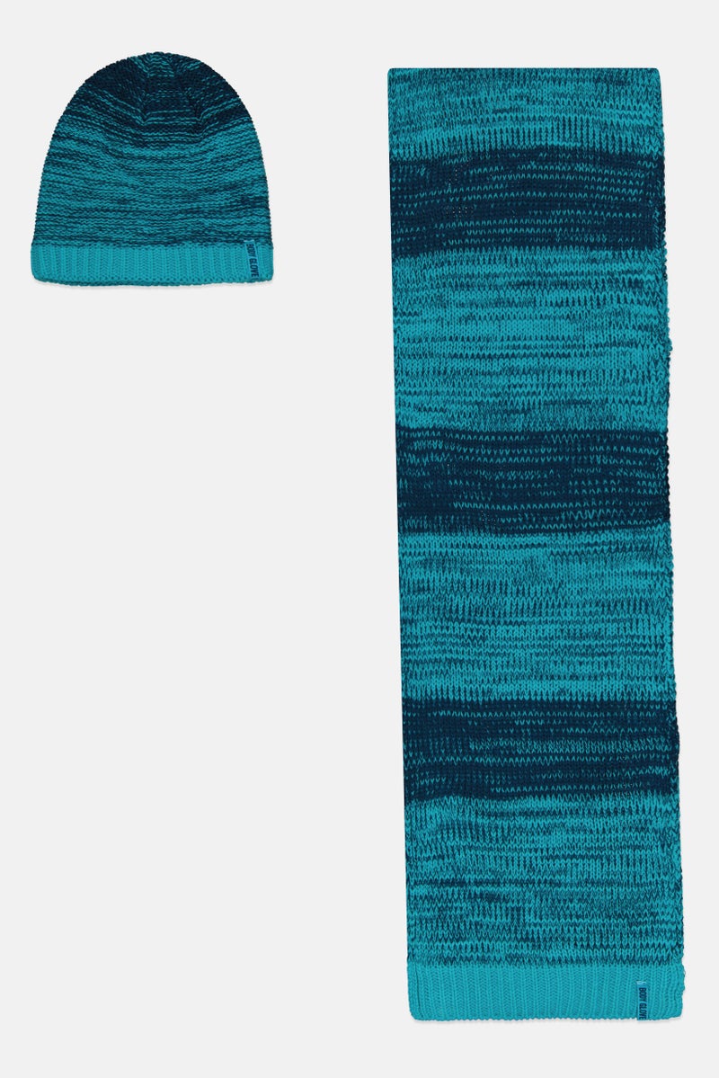 Body Glove Women 2 Pieces Textured Scarf And Beanie Set, Multicolor  - Image 1