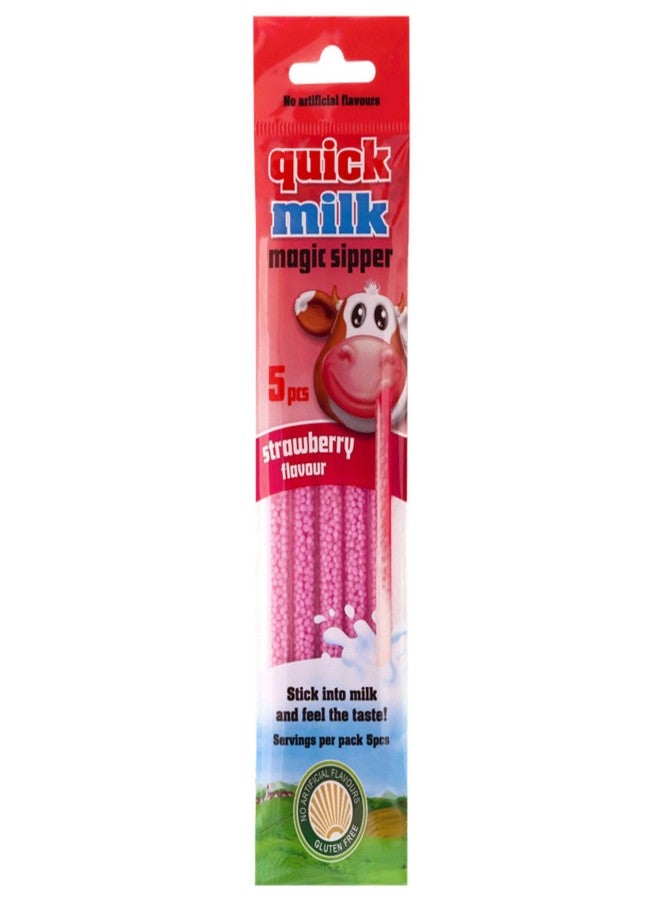 Quick Milk Gluten-Free Magic Sipper Straws (Strawberry Flavour)-Pack of 1, (30g) | Imported | Magic Sipper