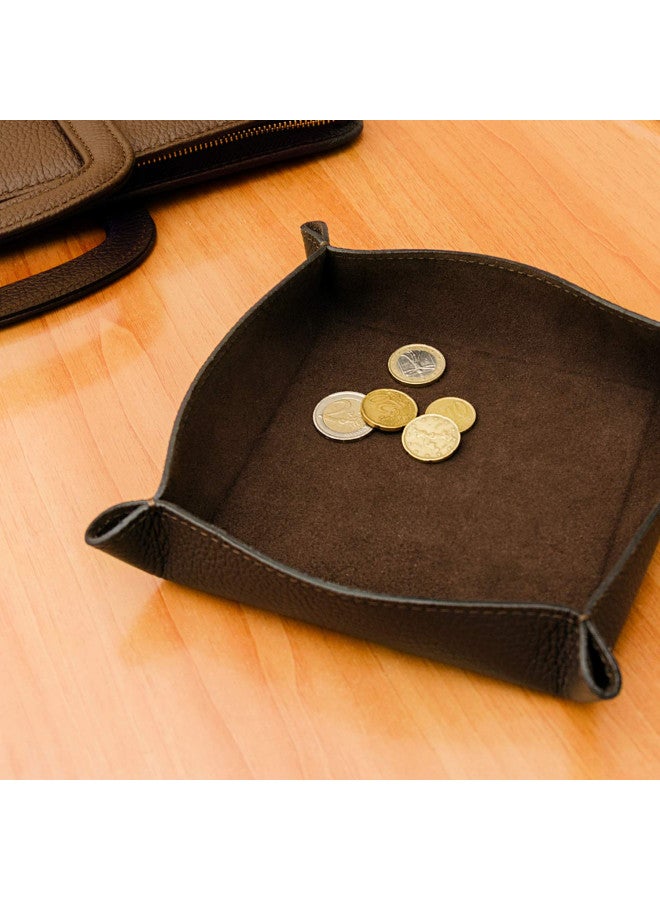 Maruse Italian Tumble Leather Valet Tray Organizer, Office Desk Accessory, Durable Leather Handmade in Italy (Rope) - Image 1
