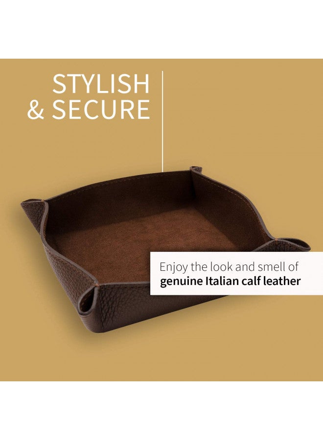 Maruse Italian Tumble Leather Valet Tray Organizer, Office Desk Accessory, Durable Leather Handmade in Italy (Rope) - Image 4