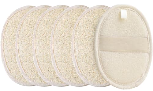 METLUCK [Pack of 6] Loofah Sponge Pads Natural Organic Bath Luffa Sponges Pads Natural Bath Shower Loofah Body Scrubber Sponges for Exfoliating Your Skin - Image 1