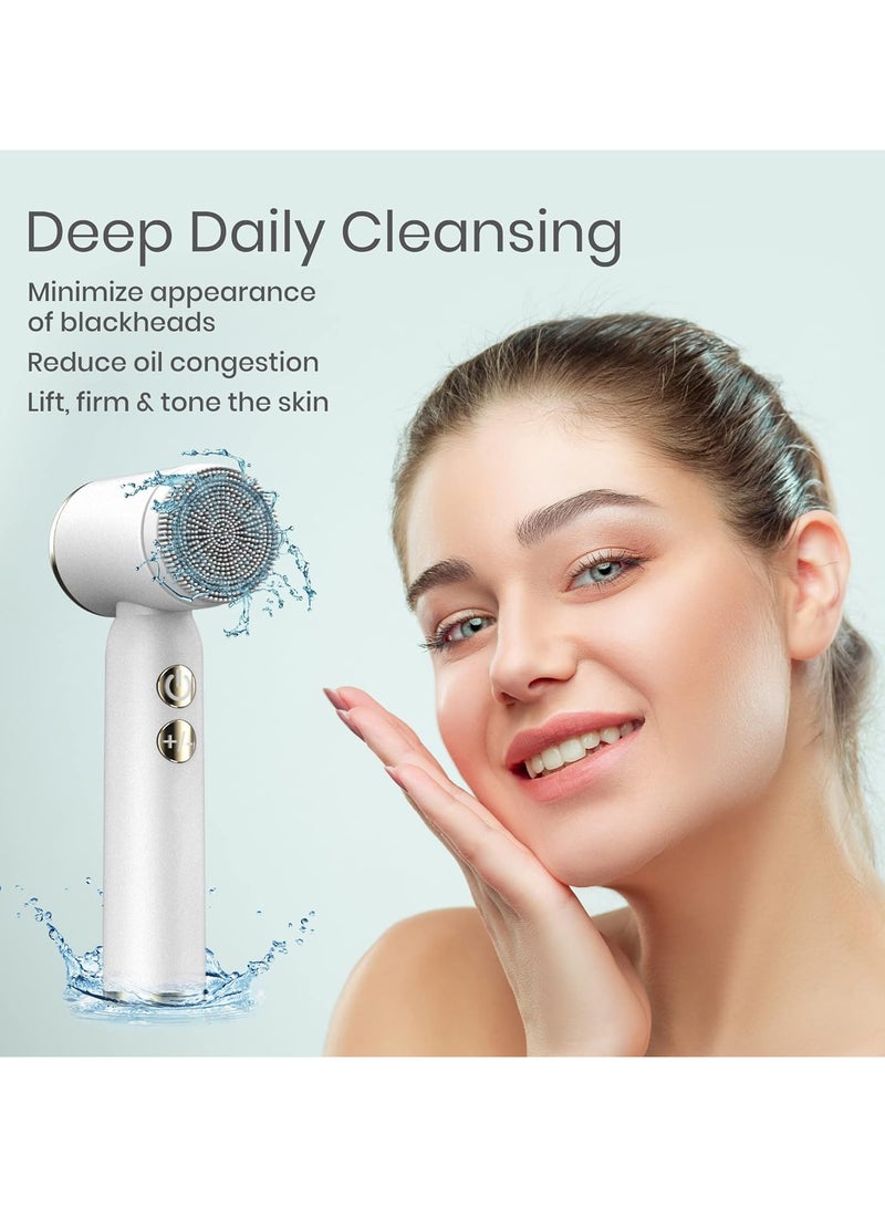 general Electric LED Cleansing Brush Set 6 in 1, White Rechargeable Waterproof Portable Cleanser and Exfoliator for Oily Dry Sensitive Skin for Men and Women - Image 4