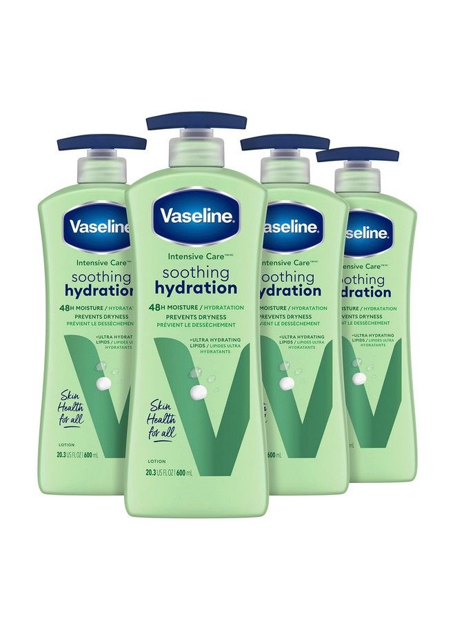Vaseline Intensive Care Body Lotion Aloe Soothing Hydration 4 Ct For Dry Skin With Ultrahydrating Lipids + 1% Aloe Vera Extract 20.3 Oz  - Image 1