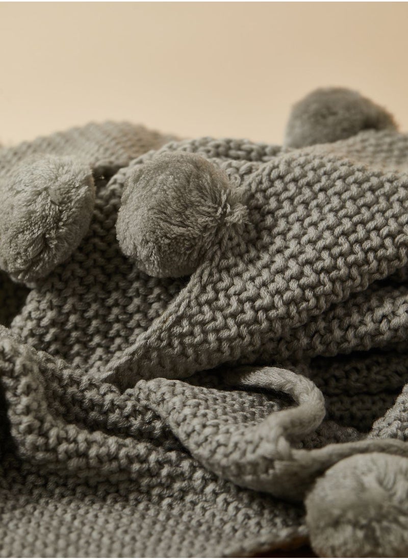 Half Moon Bay - Shruti Grey Pom Pom Throw - Image 1