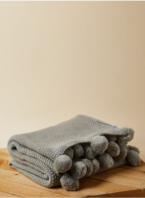 Shruti Grey Pom Pom Throw
