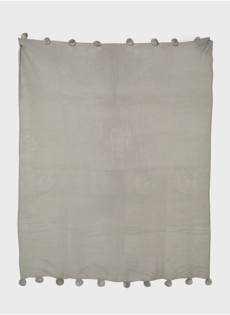 Half Moon Bay - Shruti Grey Pom Pom Throw - Image 1