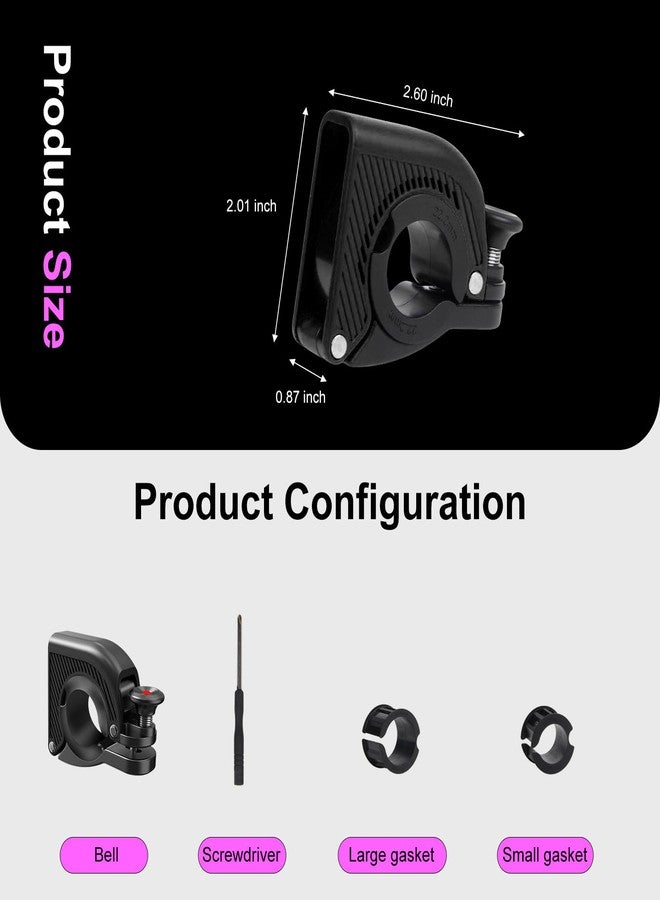 Qisan Bike Bell, Sturdy Plastic Casing and Aluminum Alloy Bicycle Belll with Clear& Loud Sound Max 90 dB, Bike Horn Fit 22.2-31.8 mm Handlebar for Mountain Road Bike Black - Image 2