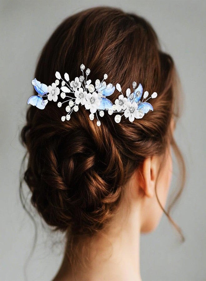 GORAIS Flower Wedding Hair Pins Butterfly Bridal Hair Accessories Crystal Hair Clips for Women and Brides (Pack of 3) - Image 5