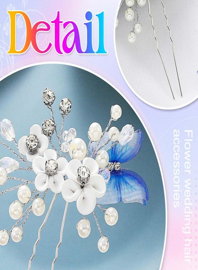GORAIS Flower Wedding Hair Pins Butterfly Bridal Hair Accessories Crystal Hair Clips for Women and Brides (Pack of 3) - Image 4