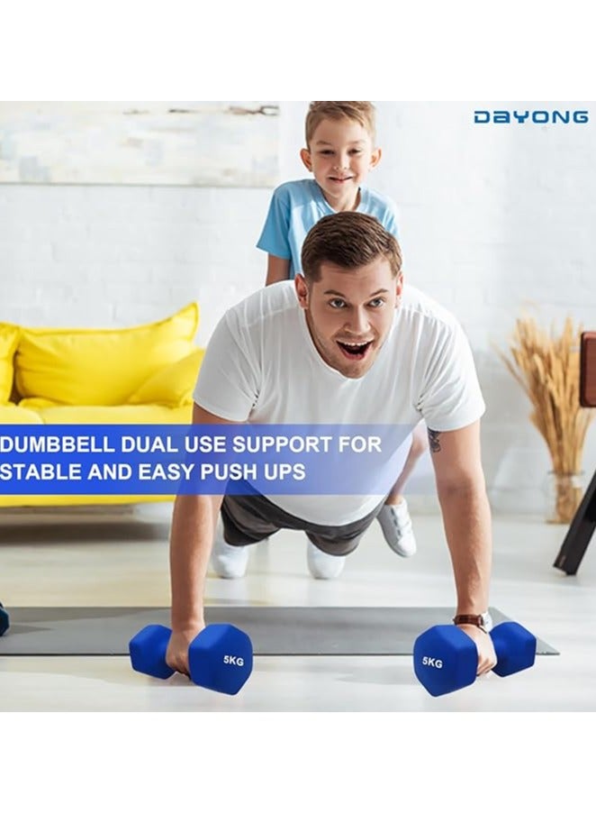 دايونغ مجموعة أوزان الدمبل من DAYONG - 5 كجم*2، دمبل سداسية غير قابلة للانزلاق للرجال والنساء، معدات اللياقة البدنية لصالة الألعاب الرياضية المنزلية، تدريب القوة  - Image 4