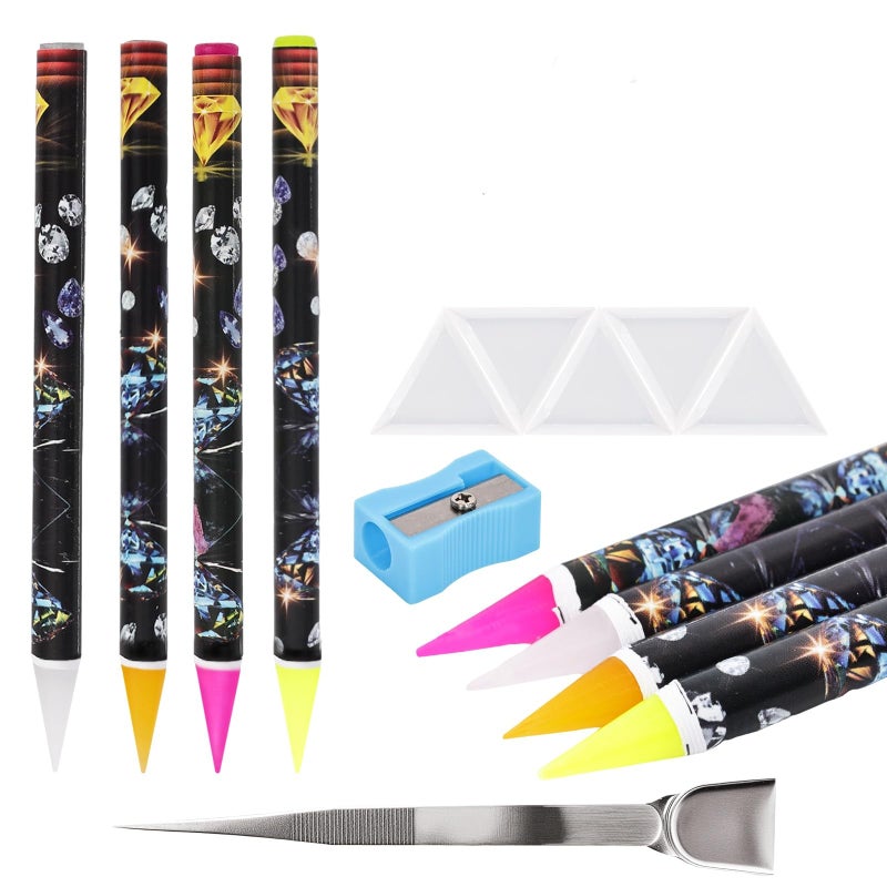 qifuwanjingfeng 20 Pcs Rhinestone Picker ToolWax pencil for Rhinestones and Diamond Painting 8 rhinestone pen tool and 10 Rhinestone Trays rhinestone tools for Nail Art Diamond Painting - Image 3