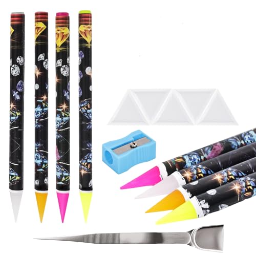 qifuwanjingfeng 20 Pcs Rhinestone Picker ToolWax pencil for Rhinestones and Diamond Painting 8 rhinestone pen tool and 10 Rhinestone Trays rhinestone tools for Nail Art Diamond Painting - Image 1
