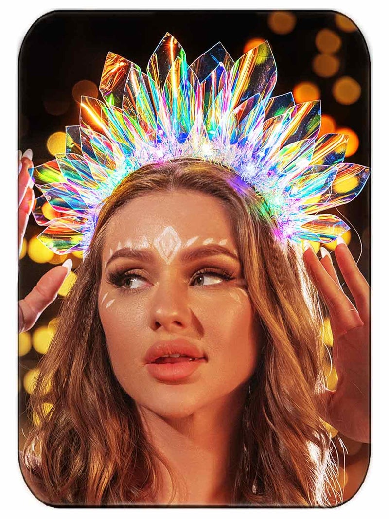 JONKY Light Up Crown Led Birthday Headband Glow Party Headpiece for Women
