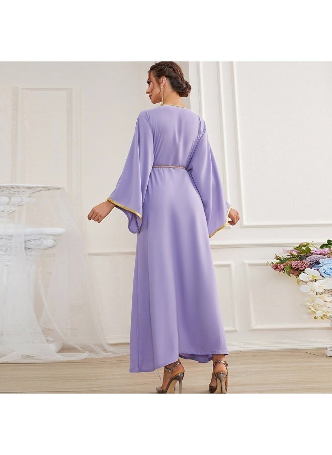 Madam Uniq Light Purple Hand-Embroidered Beaded Long Sleeve Dress - Image 2