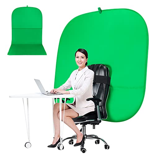RGTBANWPN Portable Green Screen Chair 59 in Greenscreen Backdrop with Stand Double Sided Foldable Green Background Chroma Key for Video Chats and Meetings Photography Photo Zoom Streaming Games