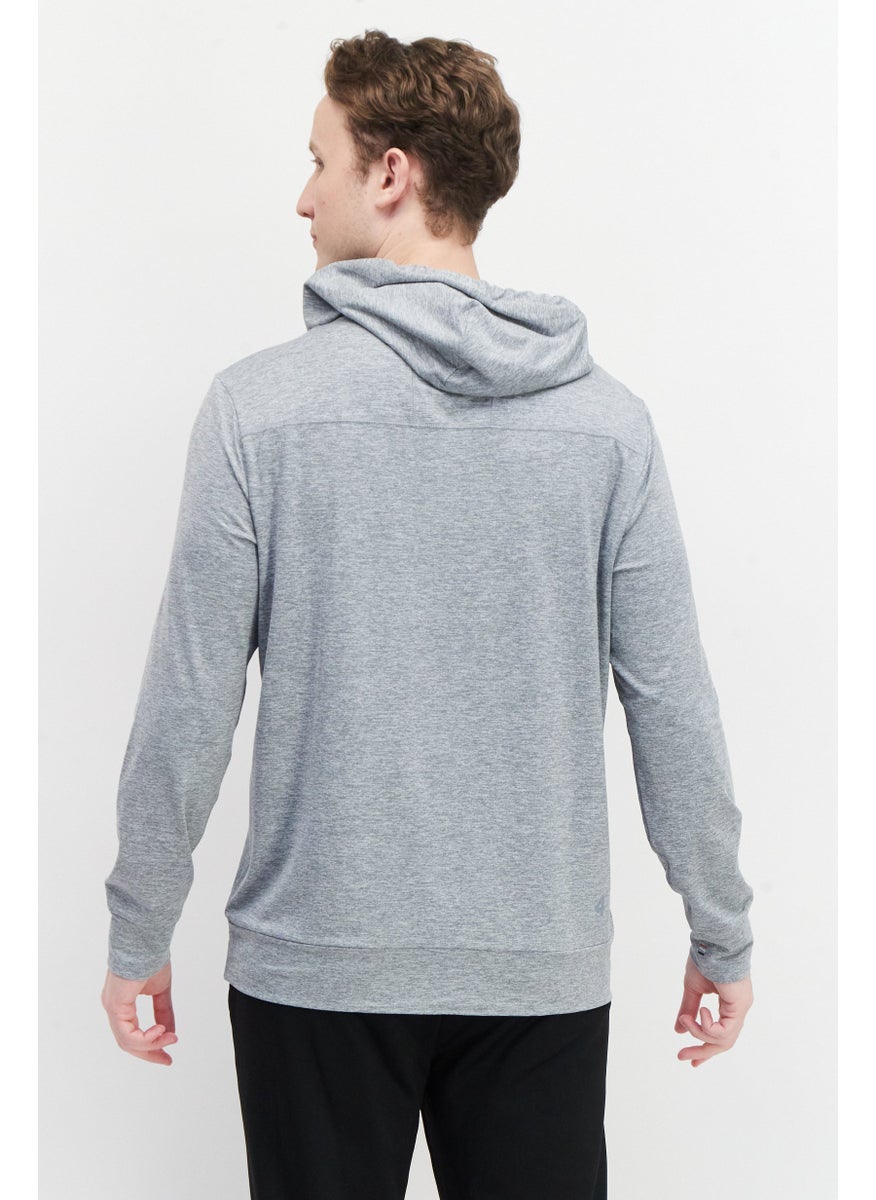 Fourlaps - Men Hooded Long Sleeve Heather Sweatshirt, Grey - Image 1