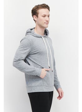 Fourlaps Men Hooded Long Sleeve Heather Sweatshirt, Grey  - Image 3