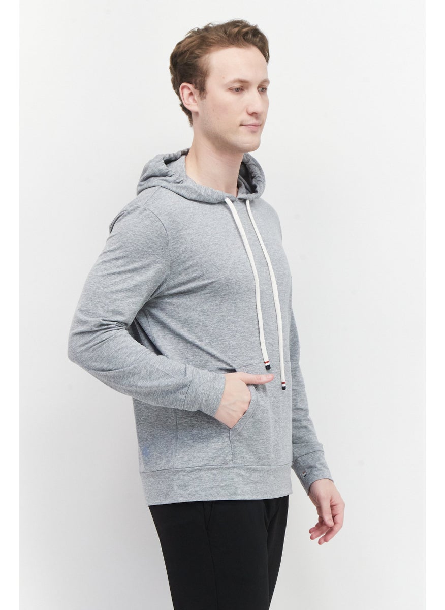 Fourlaps - Men Hooded Long Sleeve Heather Sweatshirt, Grey - Image 1