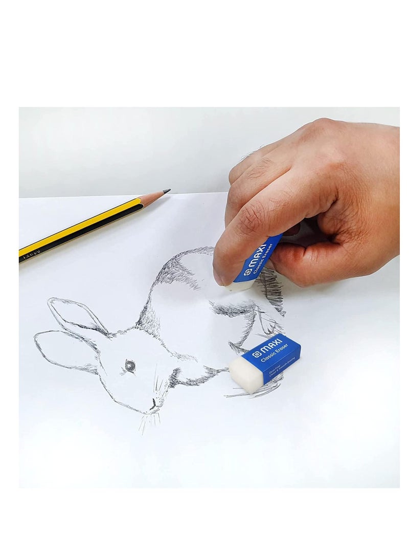 Maxi Hexagonal Graphite Pencil HB with Eraser tip 24pcs + Plastic Barrel Sharpener + PVC Free Classic Eraser-2pcs (Writing Combo Pack) - Image 5