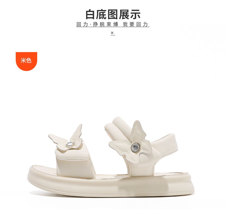 Children'S Sandals 2025 Summer Girls Easiest For Match Casual Sandals Butterfly Cute Princess Shoes - Image 1