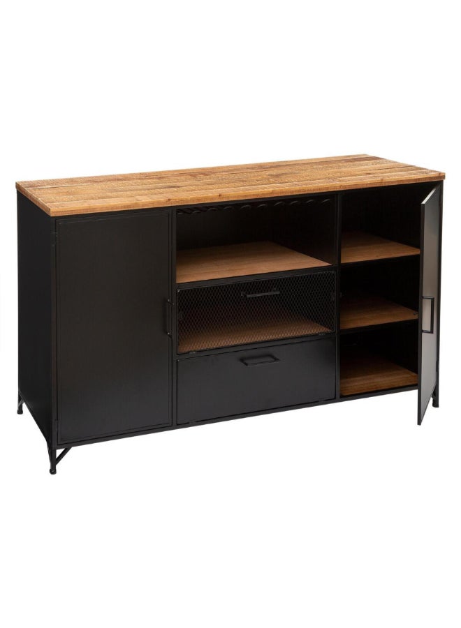 atmosphera Cierna 2-Door 2-Drawer Buffet Sideboard Black and Brown 85 x 45 x 140 cm 166689 - Image 3