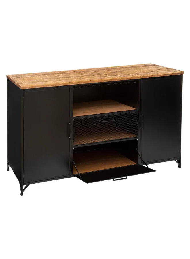 atmosphera Cierna 2-Door 2-Drawer Buffet Sideboard Black and Brown 85 x 45 x 140 cm 166689