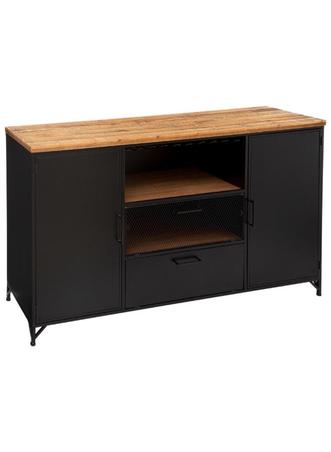 atmosphera Cierna 2-Door 2-Drawer Buffet Sideboard Black and Brown 85 x 45 x 140 cm 166689 - Image 1