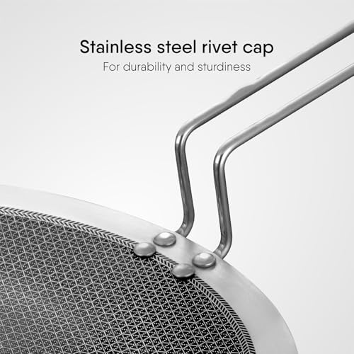 JUGTE Stainless Steel Honeycomb Frying Pan Non-Stick Pan with Stainless Steel Handle Stay Cool Non Toxic Dishwasher and Oven Safe Suitable for All Hob Types (Steel Roti Tawa 28Cm) - Image 5