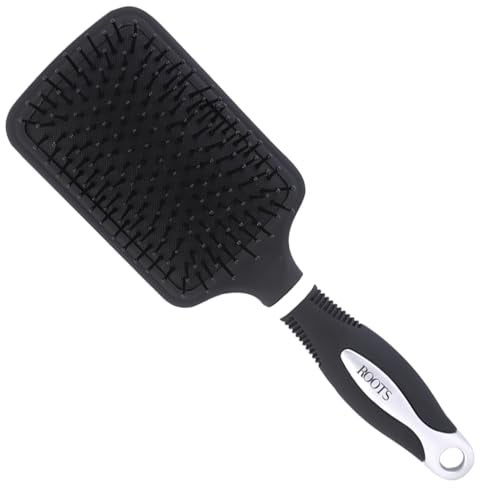 ROOTS Truglam Black Paddle Hair Brush | Rounded Ball Tip Bristles | Quick Detangling & Scalp Massage | For All Hair Types | For Men & Women | Length - 9.8 Inch, Model No - 9886 - Image 1