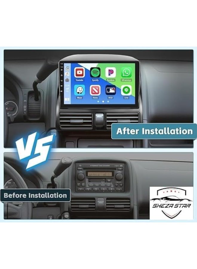 SHEZA STAR Android Car Stereo for Honda CRV 2002-2006 6GB RAM 128GB ROM Support SIM Card, Carplay, M-Link Wi-Fi BT, Radio GPS, 9 Inch IPS Touch Screen with AHD Camera Included - Image 2