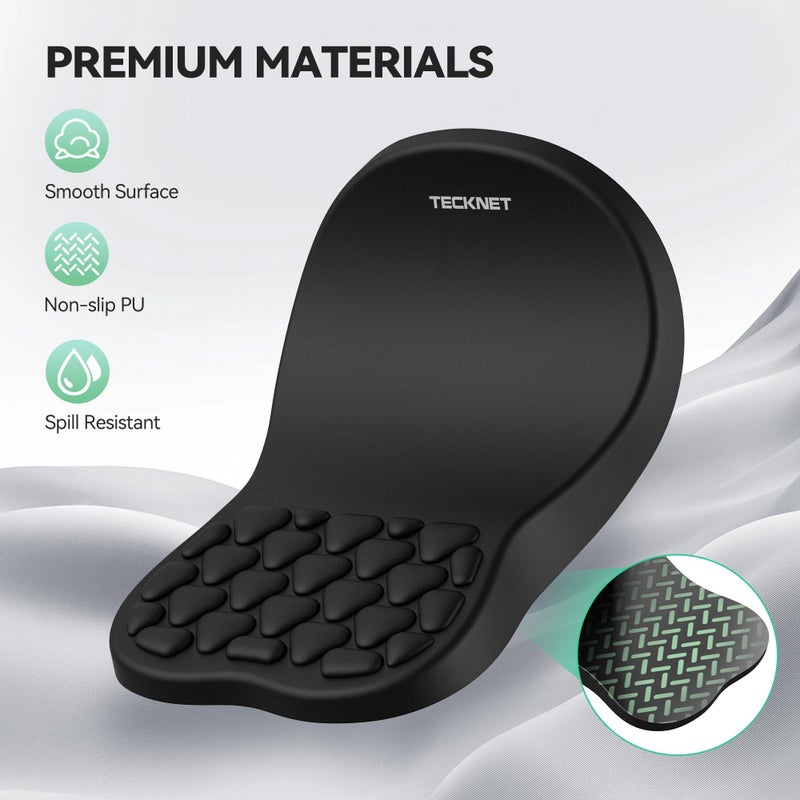 TECKNET Ergonomic Mouse Pad with Wrist Rest, Soft Mousepad with Massage Design, Memory Foam and Non-Slip PU Base for Pain Relief, Gaming Mouse Pad for Desk, Home, Office, 12x8 Inches, Black - Image 5
