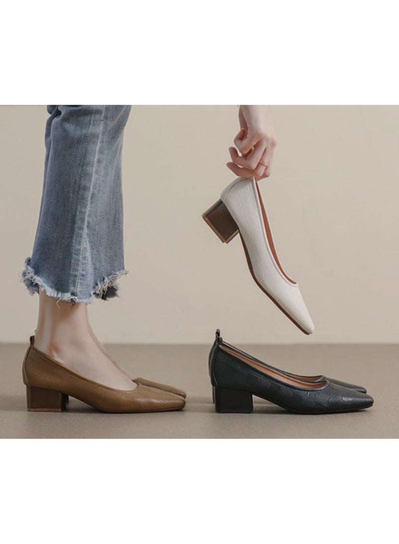 KUYING Single Shoe Women's Thick Heel Versatile Shoes  - Image 3