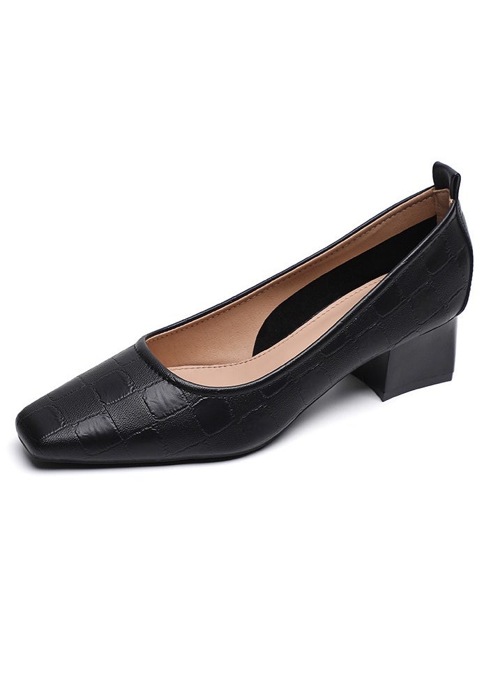 KUYING Single Shoe Women's Thick Heel Versatile Shoes  - Image 2