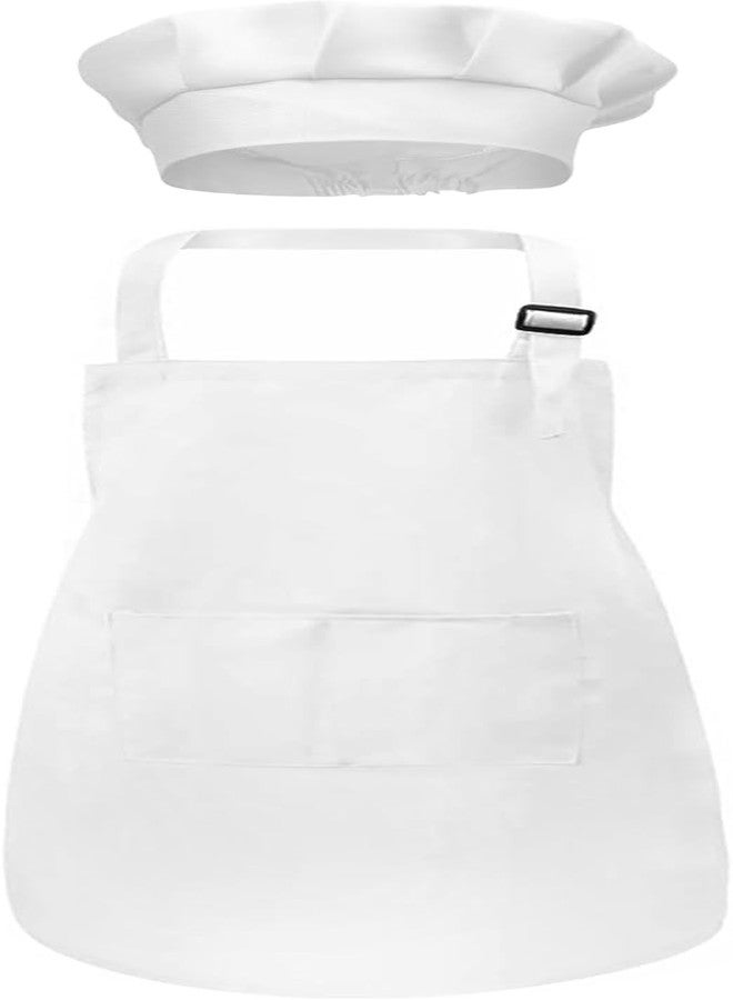 MODERNAZ Baby Chef Apron | Chef Hat Set, Cute Children Baking Aprons for Cooking Baby Baking Aprons (white apron, 6-8 years)