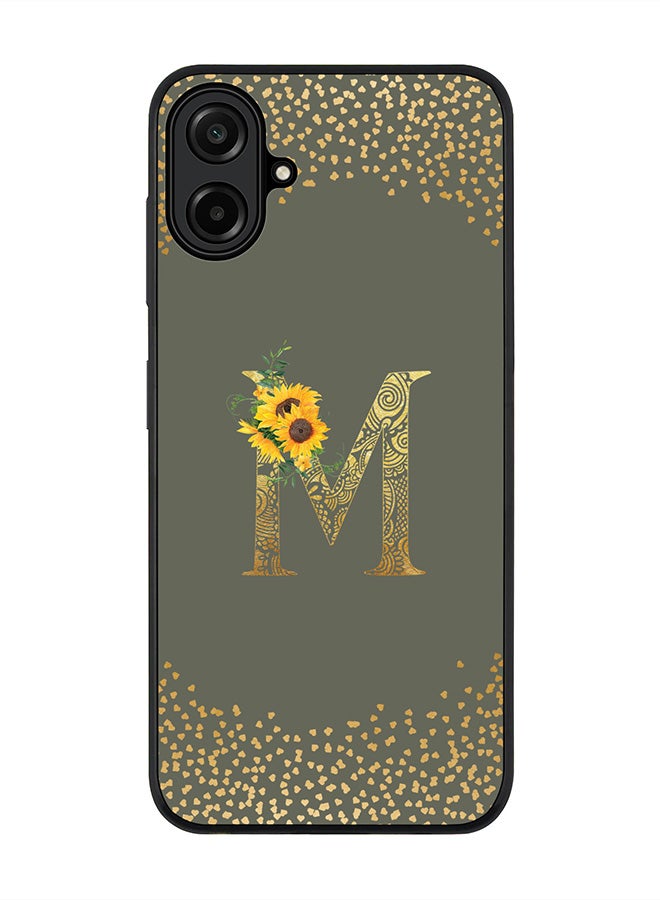 For Samsung Galaxy A07 4G Case,Slim fit Camera Protection, Shockproof Thin Phone cover  - Custom Floral Monogram - M  (Olive Green )