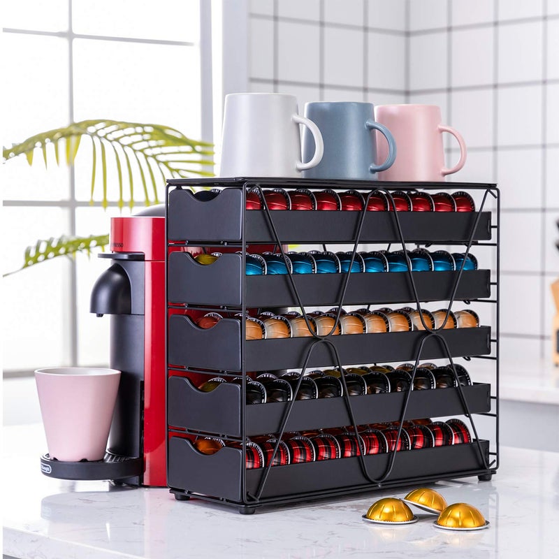 FlagShip for Nespresso Pod Holder Drawer Large Mullti Tier Coffee Pod Holder Vertuo (5 Tier (100Pods)) - Image 5