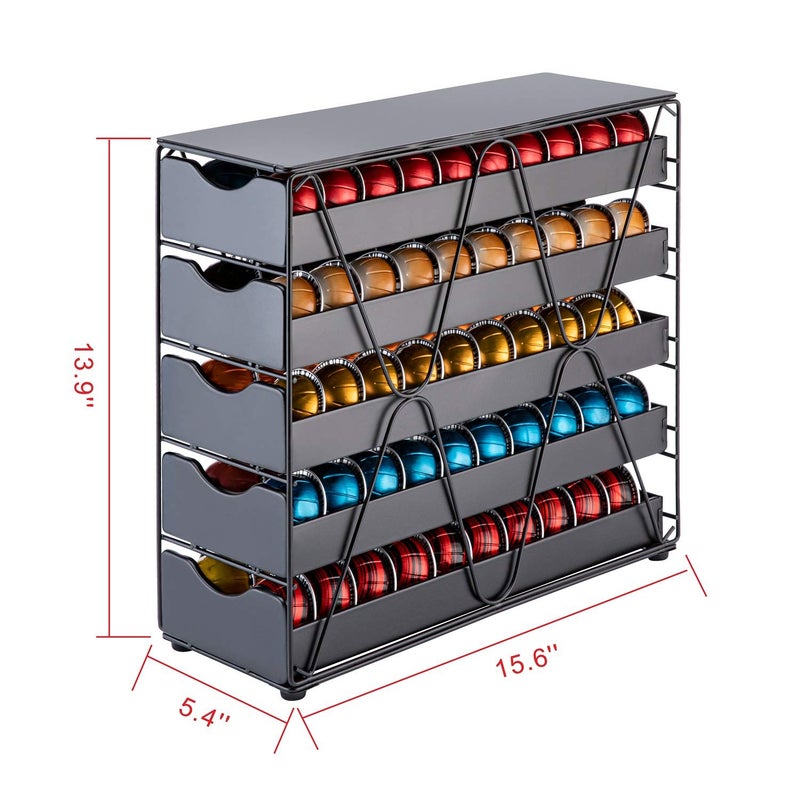 FlagShip for Nespresso Pod Holder Drawer Large Mullti Tier Coffee Pod Holder Vertuo (5 Tier (100Pods)) - Image 2
