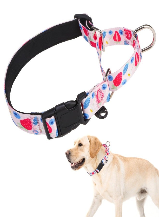 كولتيل طوق مارتينجال من كولتيل للكلاب، طوق نايلون مبطن ناعم شديد التحمل للكلاب الصغيرة والمتوسطة والكبيرة، طوق تدريب جرو عريض قابل للتعديل ومتين بدون شد، بتصميم منقوش للأولاد والبنات، وردي متوسط - Image 1