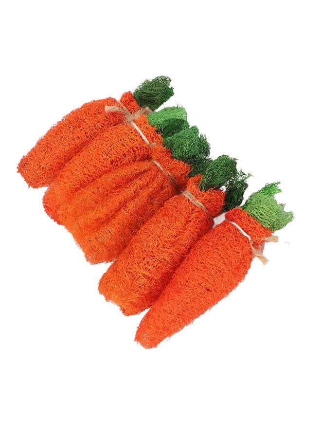 Zerodis - Rabbit Loofah Carrot Toys, Dental Health Wood Grass Ball String Loofah Carrot Toys Bunny Chew Teeth Rabbit Hamster Chew Toys for Chinchillas Guinea Pigs Hamsters (L) - Image 1