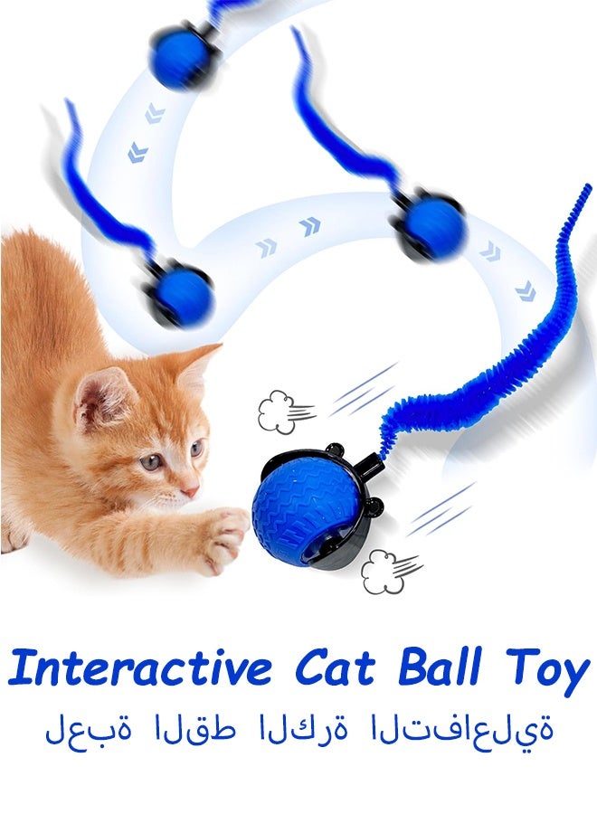 لعبة Cat Ball التفاعلية أحدث كرة متحركة أوتوماتيكية جديدة للقطط الكلاب ذاتية التداول الذكية لعبة الكرة التفاعلية مع الذيل (الأزرق) - Image 1