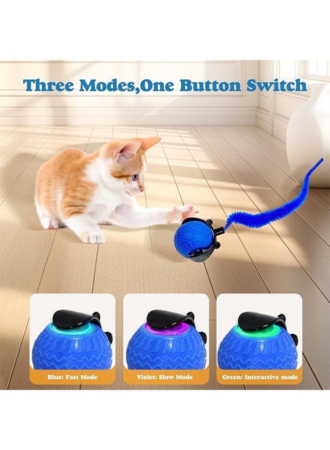 لعبة Cat Ball التفاعلية أحدث كرة متحركة أوتوماتيكية جديدة للقطط الكلاب ذاتية التداول الذكية لعبة الكرة التفاعلية مع الذيل (الأزرق) - Image 3