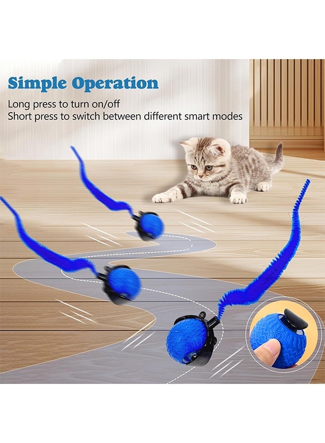لعبة Cat Ball التفاعلية أحدث كرة متحركة أوتوماتيكية جديدة للقطط الكلاب ذاتية التداول الذكية لعبة الكرة التفاعلية مع الذيل (الأزرق) - Image 2