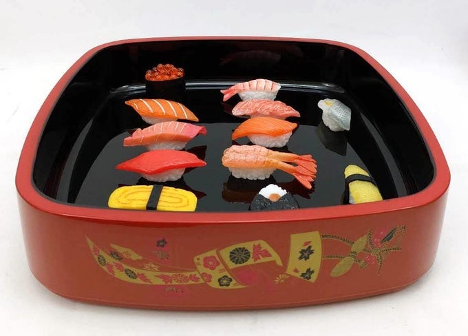 4075 LACQUERED SQUARE SUSHI SERVING TRAY NASHIJI GOSHO STYLE DELUXE JAPANESE SUSHI PARTY PLATTER FOR SASHIMI AND SUSHI PRESENTATION TRADITIONAL ELEGANT BENTO TRAY 115INCH